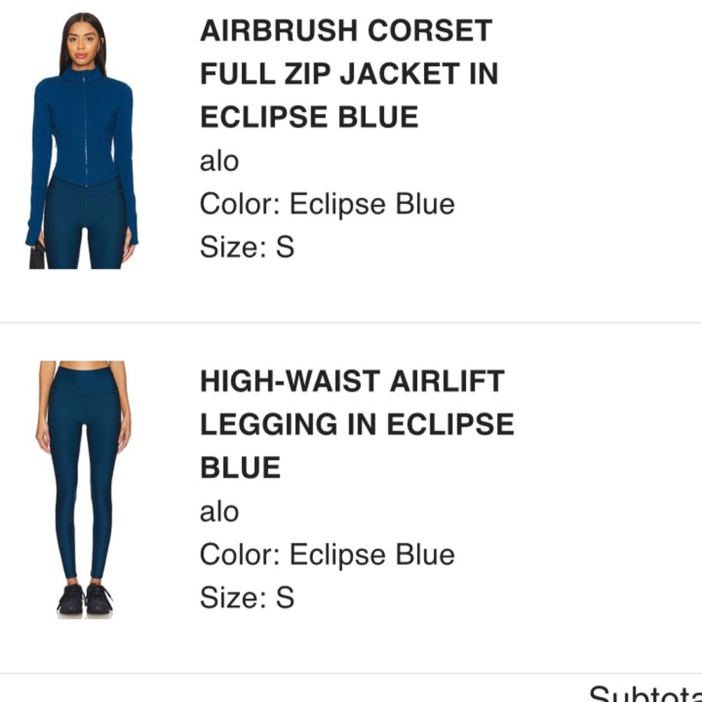 ALO Yoga Set Airbrush Corset Jacket + Airbrush Leggings in Eclipse Blue - Picture 8 of 8